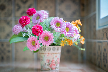 A bouquet of flowers in a vase