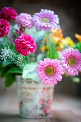 A bouquet of flowers in a vase