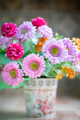 A bouquet of flowers in a vase