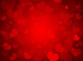 Gradient red background with heart shape bokeh