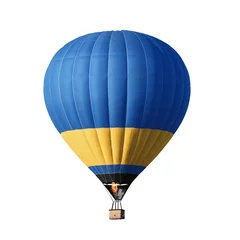  Heldere kleurrijke hete luchtballon op witte achtergrond © New Africa