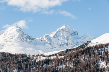 St. Moritz, Piz Julier, Piz Albana, Corviglia, Piz Nair, Signalbahn, Oberengadin, Alpen, Winter,...