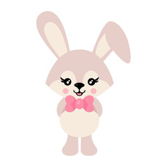 cartoon cute bunny with tie vector