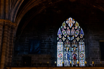 Vitrail dans la cathédrale de Sainte Eulalie, Barcelone