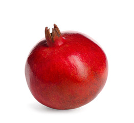 Ripe pomegranate on white background. Delicious fruit