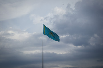 flag in the wind. Kazakhstan