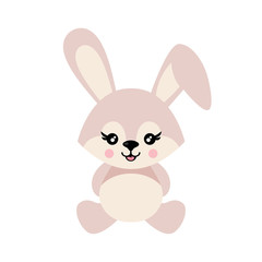 cartoon cute bunny sits vector