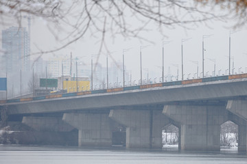 Winter is cloudy weather. The southern suburbs of Kyiv is called Vydubychi on the right bank of the...
