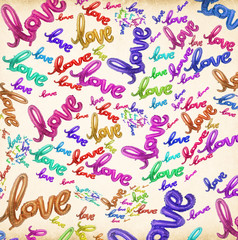 foil balloon love background  on old paper