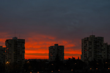sky colored eye at dawn in madrid