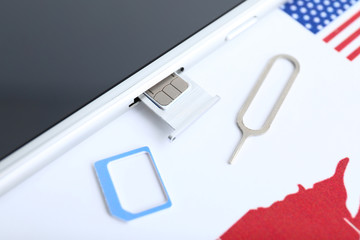 Mobile phone with sim card and key