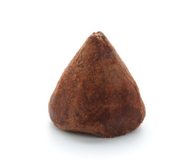 Tasty sweet truffle on white background