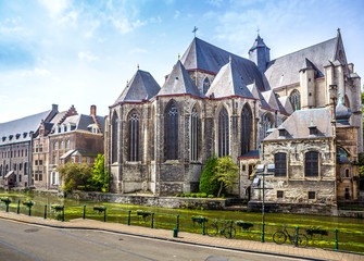Fototapeta na wymiar Saint Michael Church is a Catholic church in Gothic style, Gent, Belgium