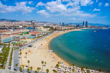 Barceloneta beach in Barcelona - obrazy, fototapety, plakaty