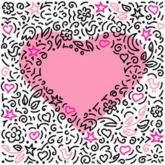 Doodles background . Heart.. Vector illustration