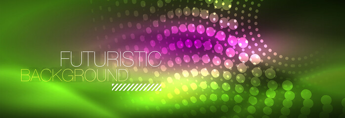 Green neon dotted circles background