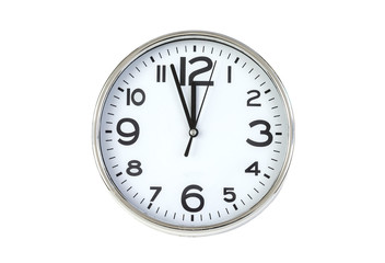 Time punctual second minute hour. Large clock on white The concept of time.