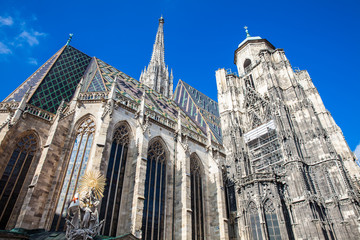 The beautiful antique Saint Stephen Cathedral built on 1160 located at  Stephansplatz in Vienna