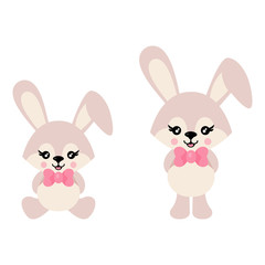 Obraz na płótnie Canvas cartoon cute bunny with tie vector set