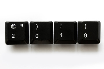 2019 year on computer keyboard keys