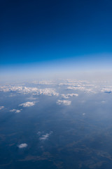Fototapeta na wymiar View from airplane window to see sky