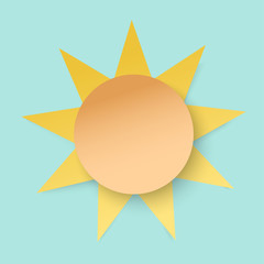 White paper cut sun. 3d paper art style. Weather illustration