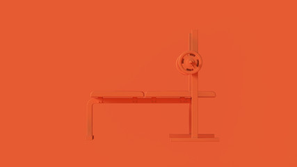 Orange Flat Weights Bench 3d illustration 