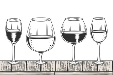 Wine black and white drawing