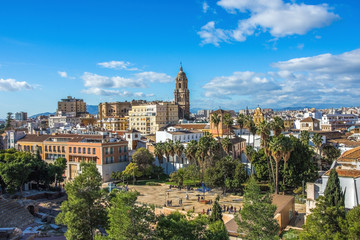 Fototapeta na wymiar Panoramic aerial view of Malaga in a beautiful day, Spain
