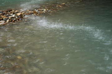 water drops on the surface of the river