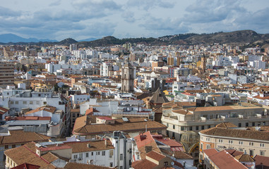 Cityscape aerial view of Malaga, Spain.