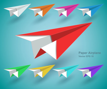 paper airplane colourful icon - vector EPS10