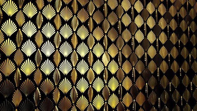 Gatsby Decorations 01 motion footage for art history films and cinematic in Gatsby and art deco scene. Also good background for scene and titles, logos.