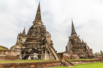 Fototapeta na wymiar ancient remains at Wat Phra Sri Sanphet, Ayutthaya, Thailand, Asia