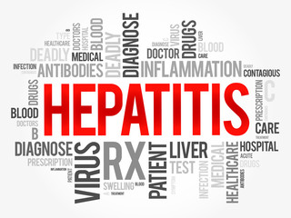 Hepatitis word cloud collage, health concept background