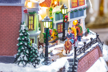 Christmas scene decoration with small toys