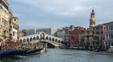 Fototapeta na wymiar Grand Canal and Basilica Santa Maria della Salute, Venice, Italy and sunny day