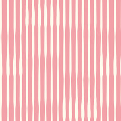Vertical hand drawn organic stripes with artistic texture effect. Seamless vector pattern on pink background. Perfect for stationery, textiles, home decor, fabric, giftwrapping and packaging