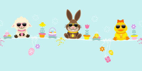 Schaf, Osterhase & Ente Sonnenbrille Icons Banner Hellblau
