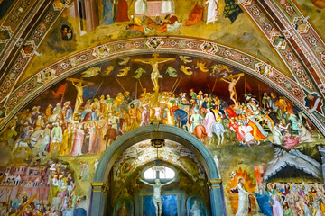 Fototapeta na wymiar Crucifixion Fresco Spanish Chapel Santa Maria Novella Church Florence Italy