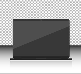 Personal computer, Desktop computer, Laptop, Computer, Monitor Realistic Flat Styles Isolated on Transparent Background. Vector Illustration. Black color.