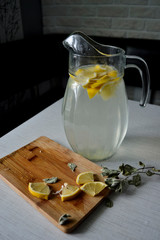 jug of lemon water on the table