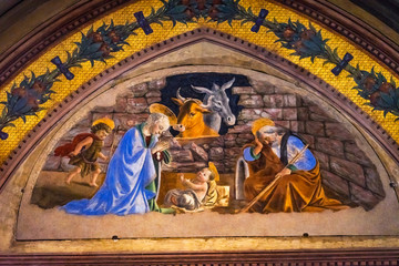 Naklejka premium Nativity Scene Fresco Santa Maria Novella Church Florence Italy