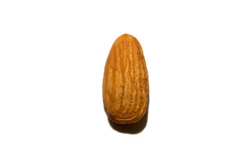 Close-up of almonds. On white background. Isolated.
