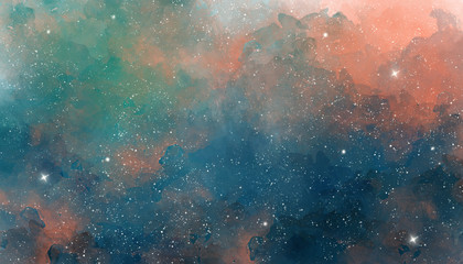 Colorful pastel watercolor space background © jenteva