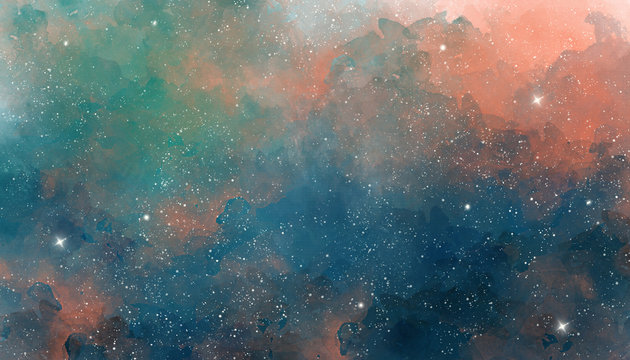 Colorful pastel watercolor space background
