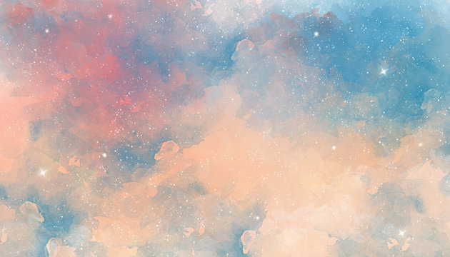 Pink pastel watercolor space background