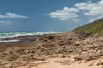 Rocky beach in iSimangaliso wetland park, South Africa