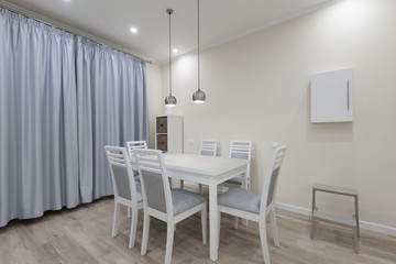 Interior. Kitchen modern, white, gray, beige color