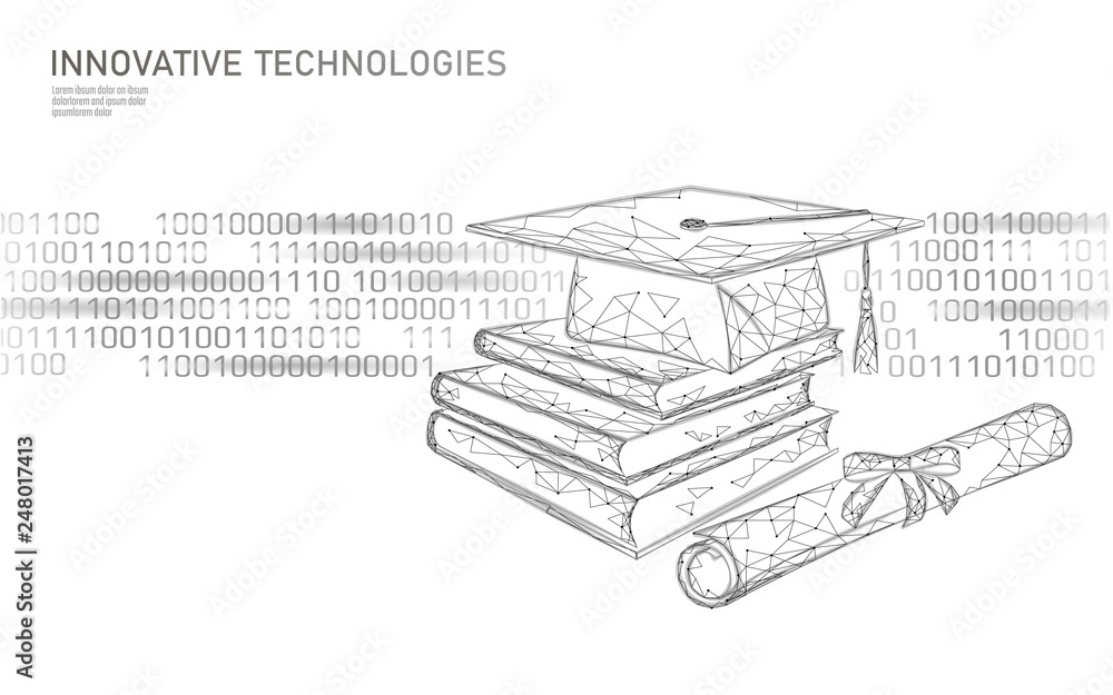 Poster machine learning 3d low poly technology business concept. neural network training artificial intelli
